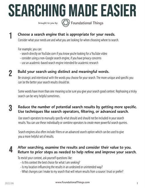 Screenshot of the first page of the Searching Made Easier guide.